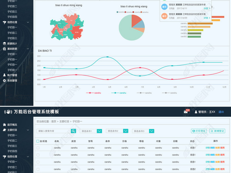 后台管理系统万能模板图片下载psd素材-后台设