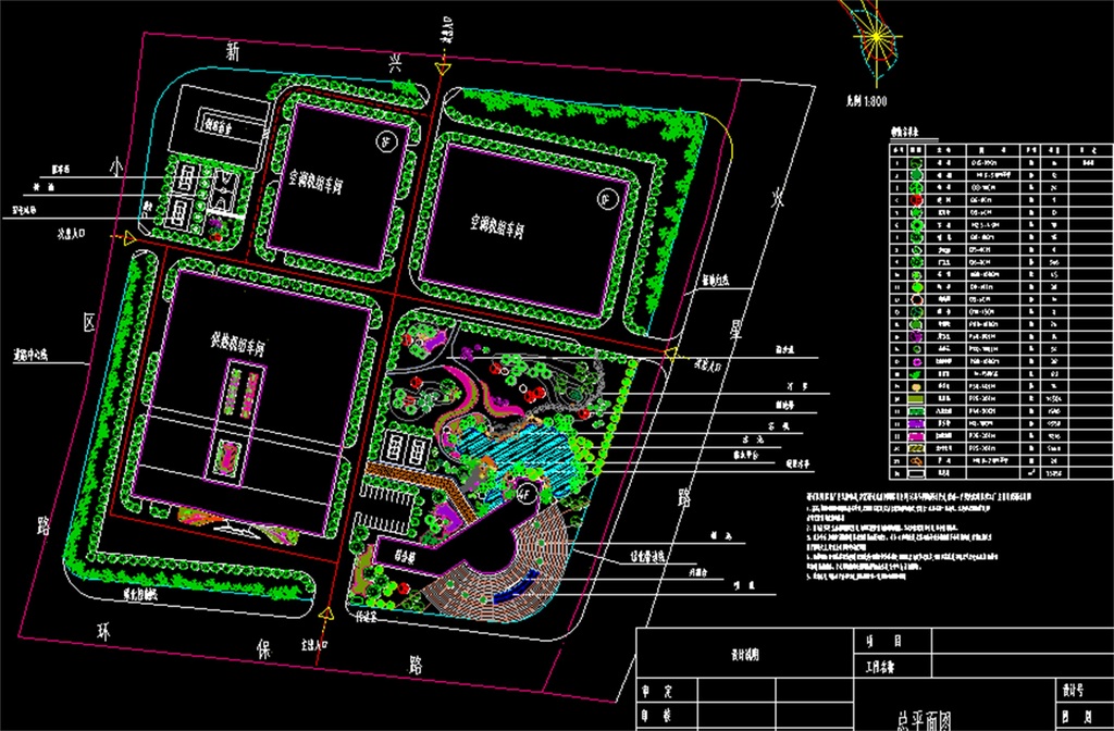 原创工厂绿化景观cad平面图版权可商用