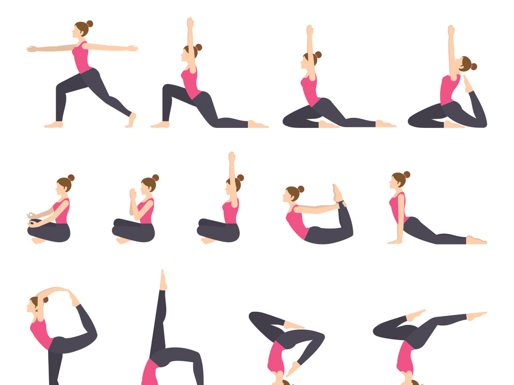 女性瑜珈运动练习动作示范图