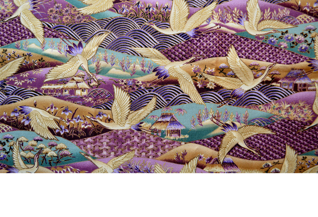 日式仙鹤丝绸刺绣