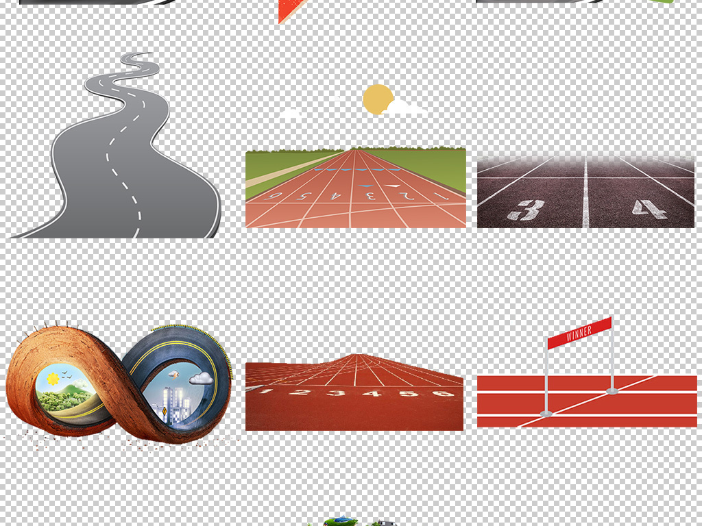 运动会比赛跑道赛车跑道免扣图片png