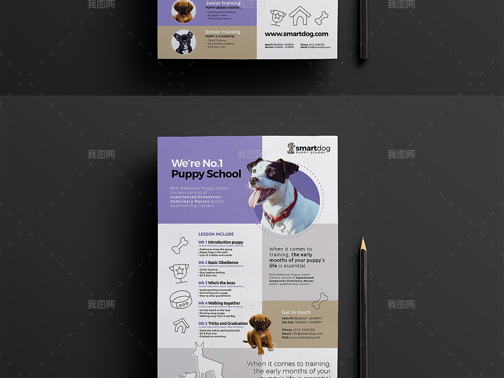 宠物医院学校宣传海报三折页宣传单名片卡片