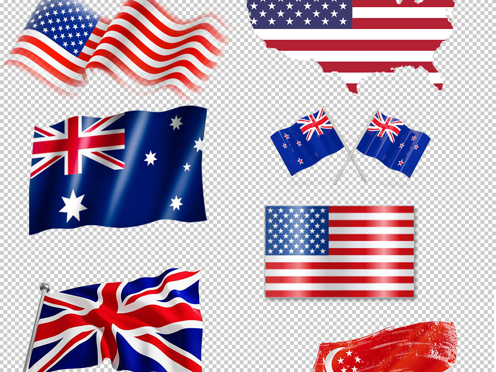 多国国旗美国德国英国法国韩国日本设计素材图片