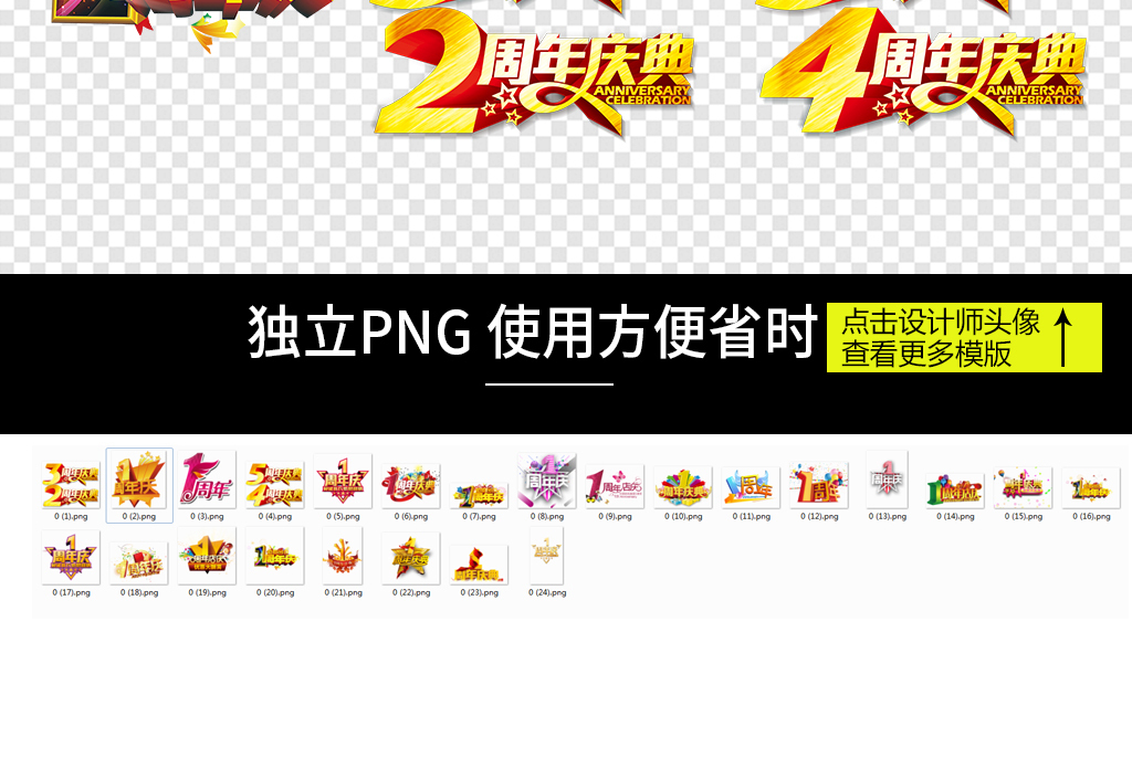 一周年生日快乐海报设计元素图片下载png素材 中文字体 