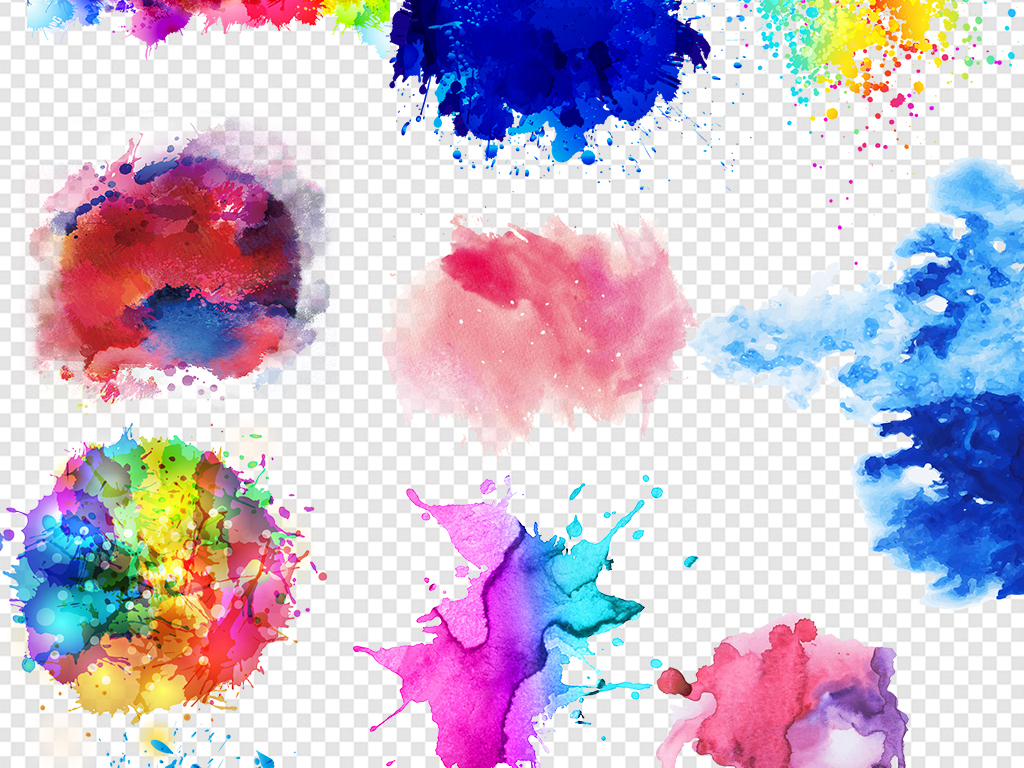 时尚彩色水彩涂鸦喷绘底纹背景png图片
