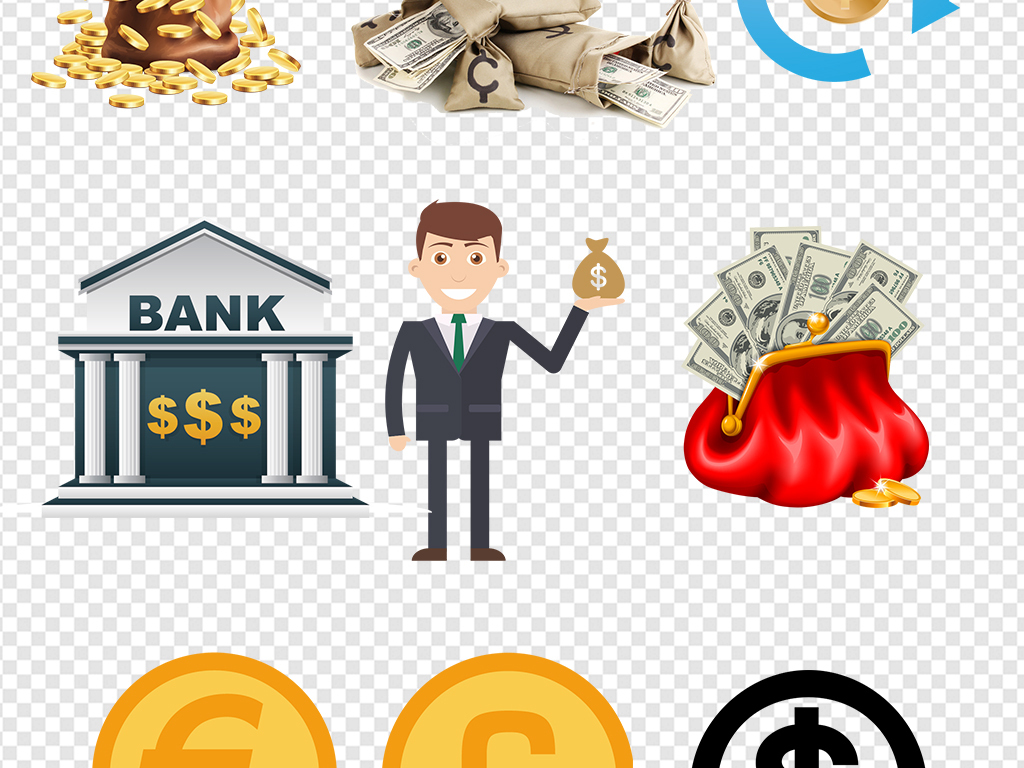 美元纸币符号png素材