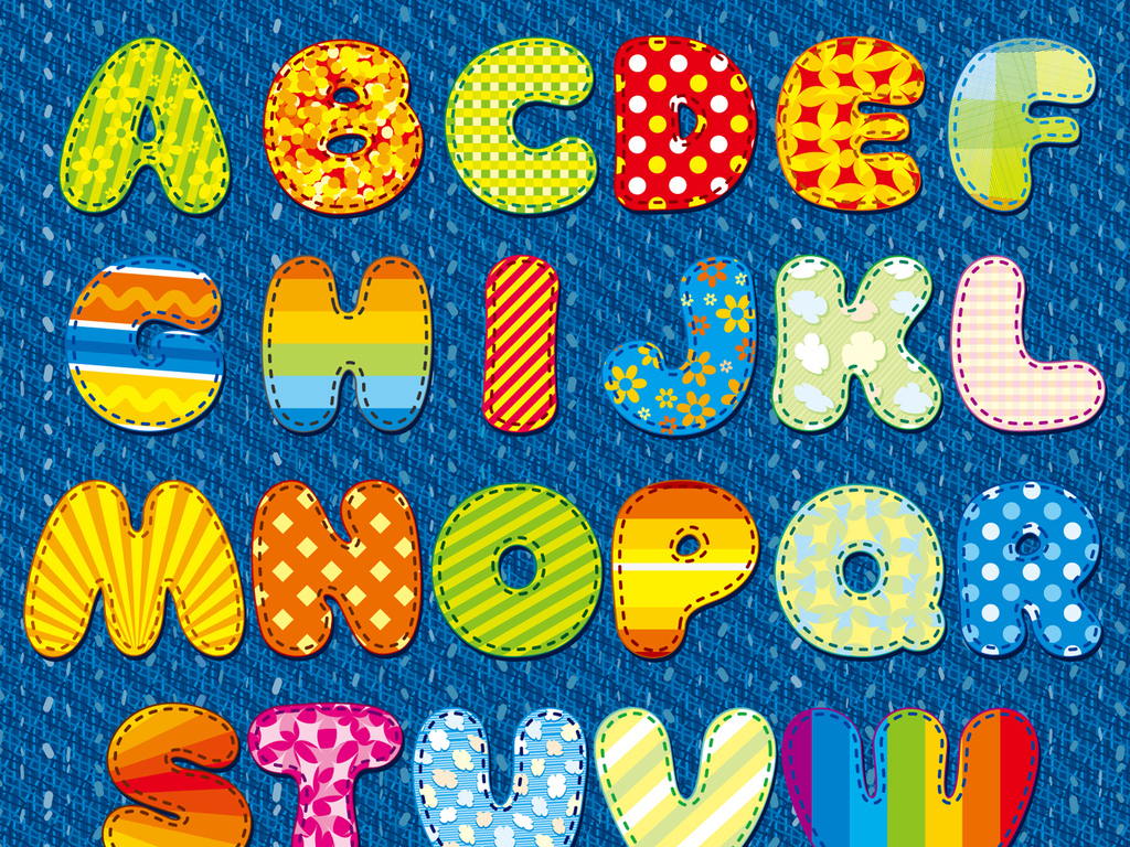 可爱英文字母设计服装绣花艺术字体海报文字