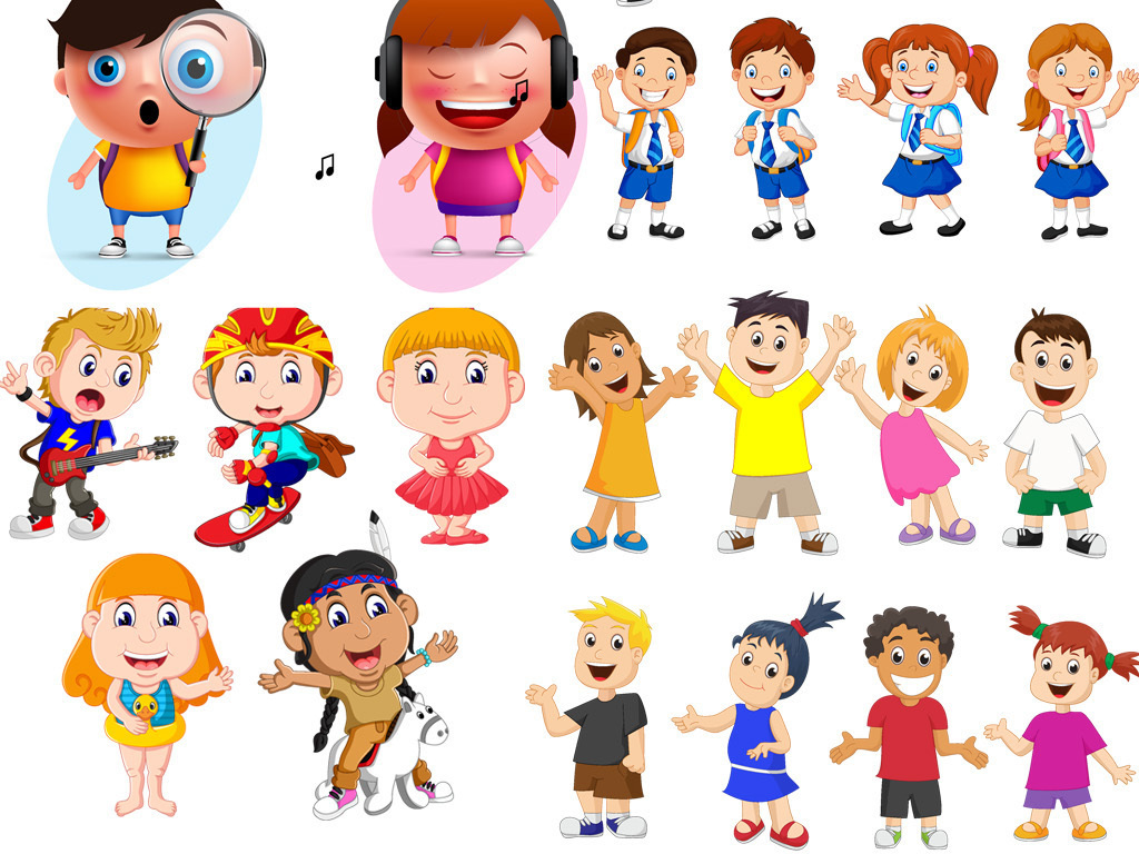 卡通学生儿童人物画