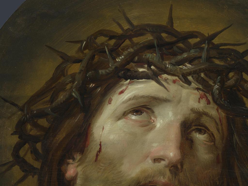 雷尼基督头戴荆冠油画博物馆世界名画欧式装饰画背景