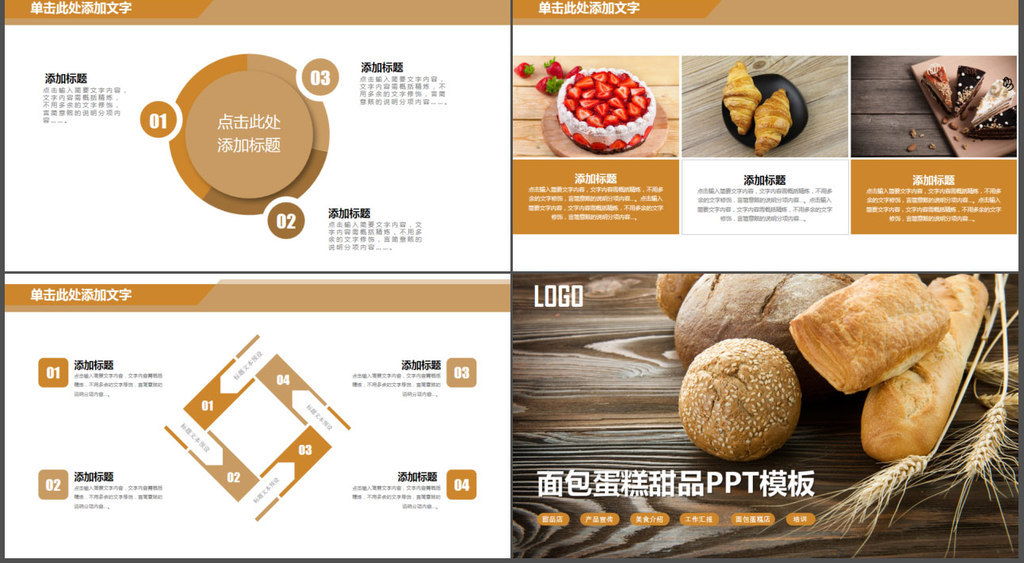 美味面包蛋糕甜品休闲下午茶产品宣传ppt模板图片