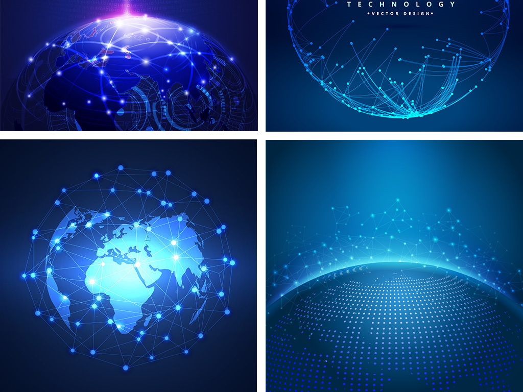 蓝色科技地球矢量素材