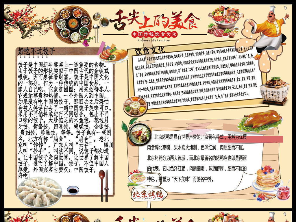 舌尖上的美食小报电子手抄报图片