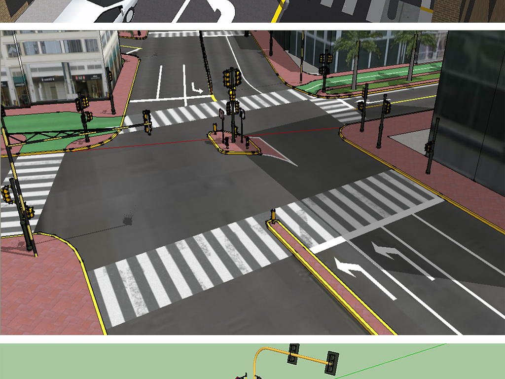 十字路口街道交通SU模型
