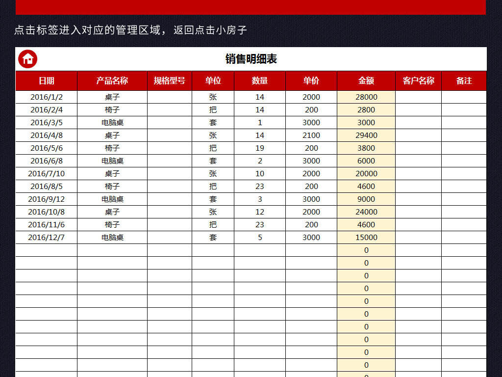 红色公司个人收入支出利润统计系统表格模板