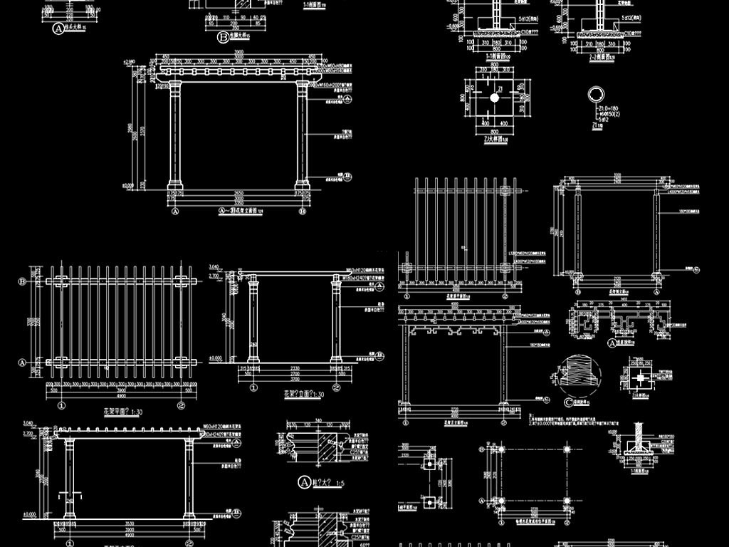 我图网提供独家原创景门建筑图纸绿廊花架图纸园林设施正版素材下载, 此素材为原创版权作品,作品,作品体积为,是设计师psy128在2017-05-17 21:32:52上传, 素材尺寸/像素为-高清品质图片-分辨率为, 颜色模式为,所属花坛树池分类,此原创格式素材图片已被下载0次,被收藏76次,素材中如有人物画像仅供参考禁止商用。 园林小品 园林景观规划 景观设计 园艺小品 环境景观设计 园林设计 景观广场建筑 花架全套 CAD 棚架 凉亭花架 廊亭 园林景观花架CAD施工图 花架CAD立面图 园林 花架