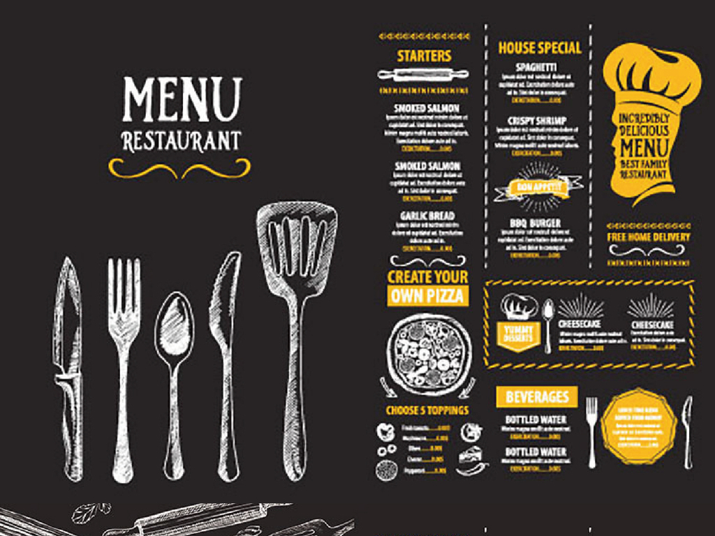 披萨奶茶店甜品店蛋糕店点菜单