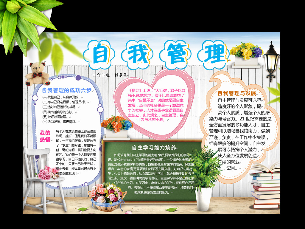 手绘手写懒惰自控积极心理成长阳光小学生a4读书小报读书小报背景读书图片