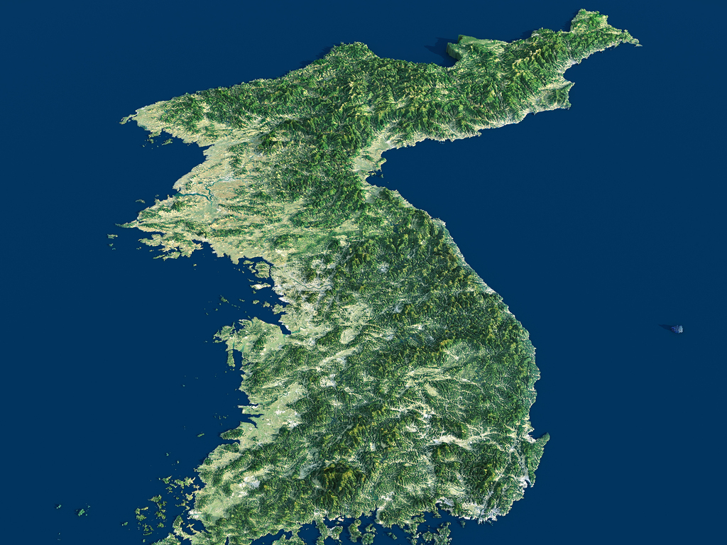 朝鲜半岛韩国半岛3D地形模型