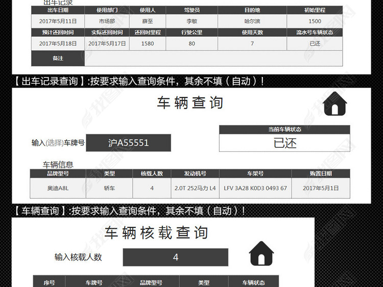 实用详细公司车辆使用管理系统表格