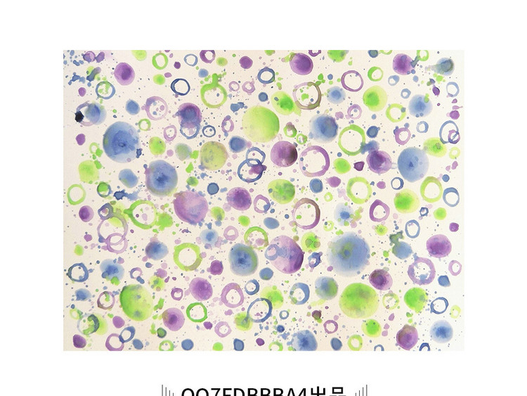 简约清新紫色蓝色绿色泡泡圆点绘画装饰画