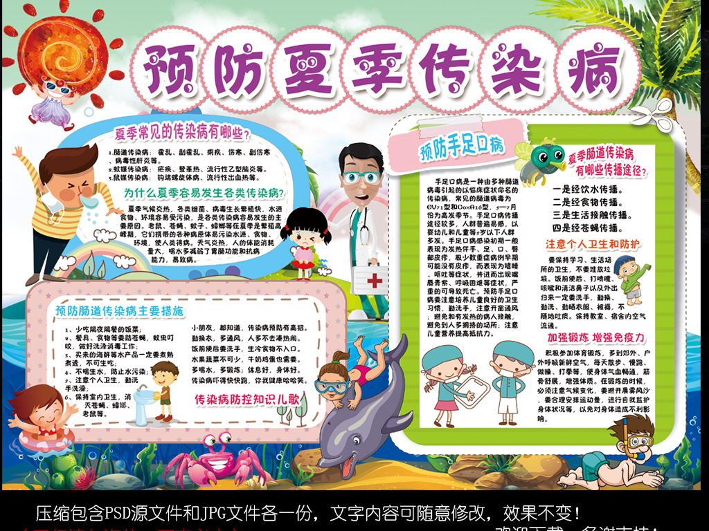 夏季健康小报预防传染病卫生手抄小报素材