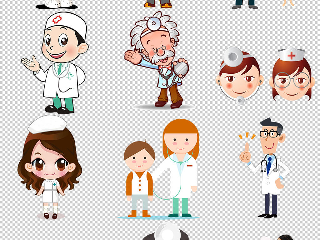 医院医生护士卡通人物设计元素