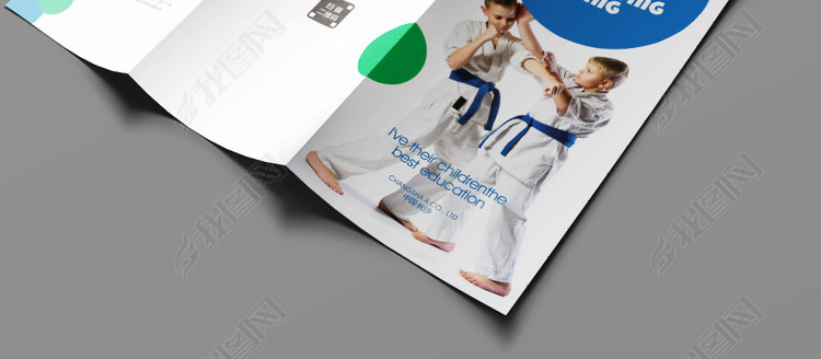 圆形波点简约教育艺术跆拳道培训招生宣传折页