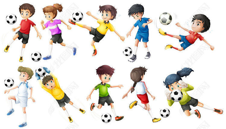 小孩踢足球体育竞赛儿童学足球卡通