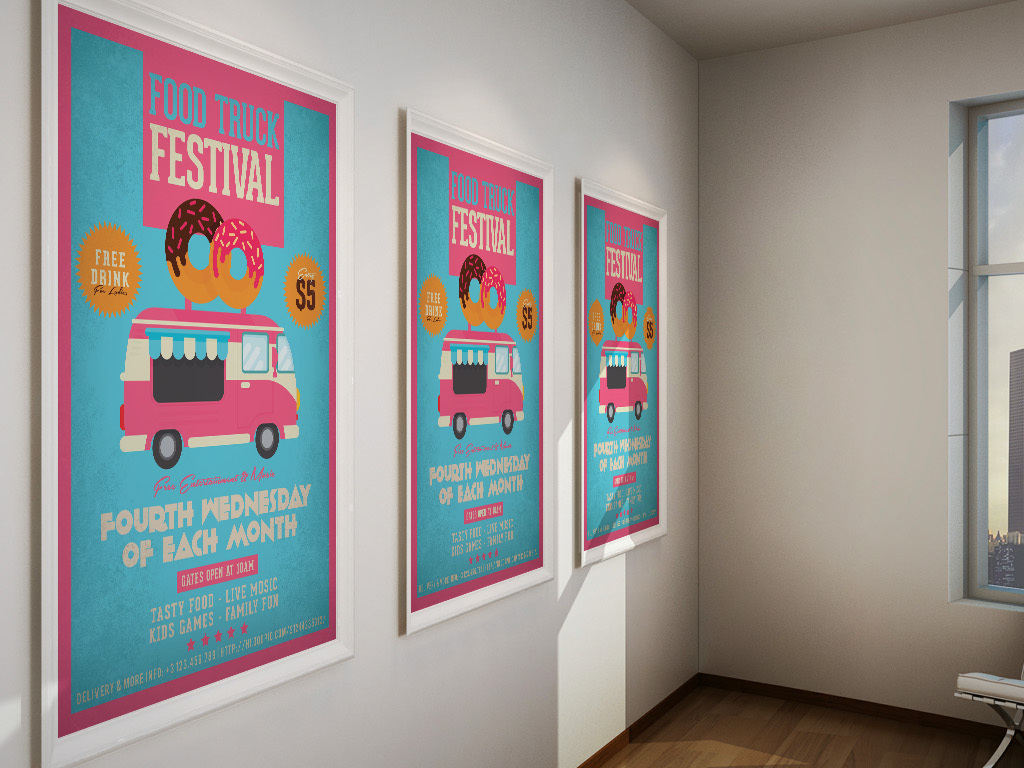 时尚复古多彩文艺甜品店烘焙坊外卖宣传海报