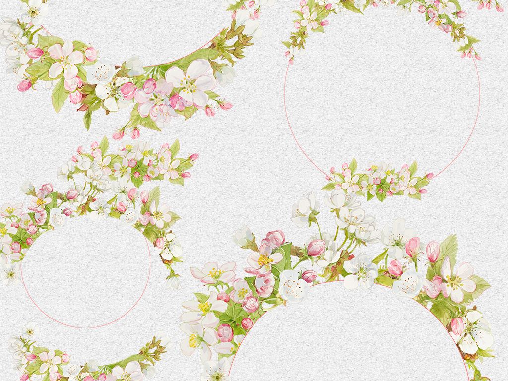 清新绿色花朵花环装饰边框PNG免抠素材