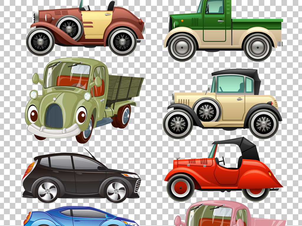 卡通手绘汽车小轿车png海报素材