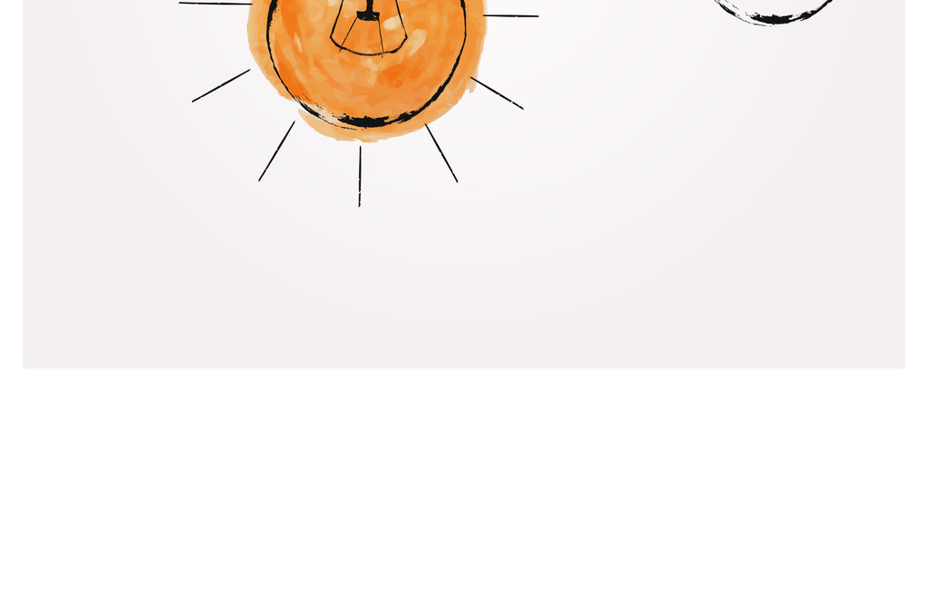 手绘灯泡黑白简笔插画