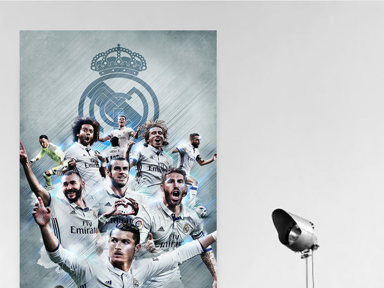 皇家马德里足球队c罗纳尔多足球主题壁画