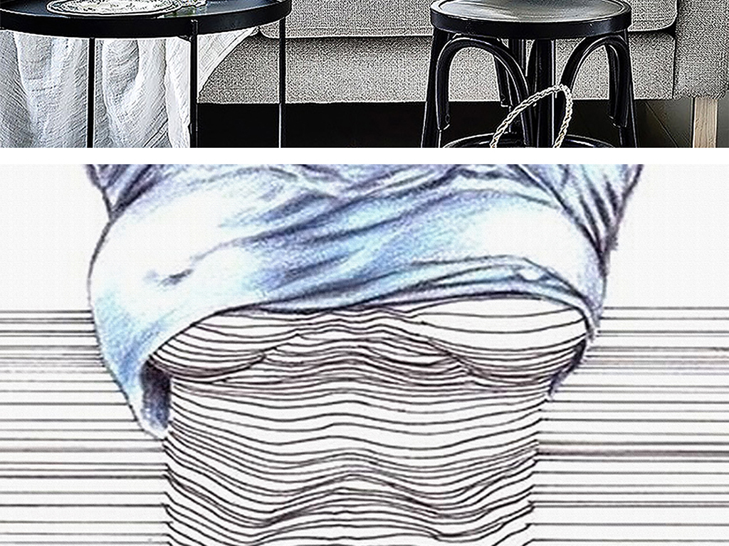 北欧抽象线条性感人物装饰画
