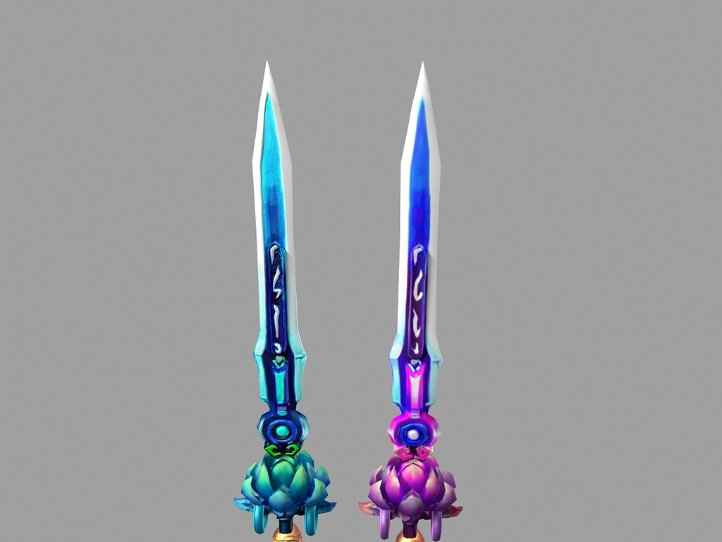 游戏人物武器-紫青双剑50级