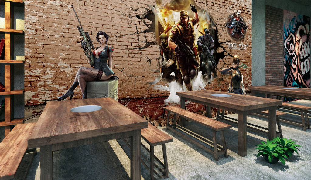 CS穿越火线枪战游戏3D立体背景墙装饰画