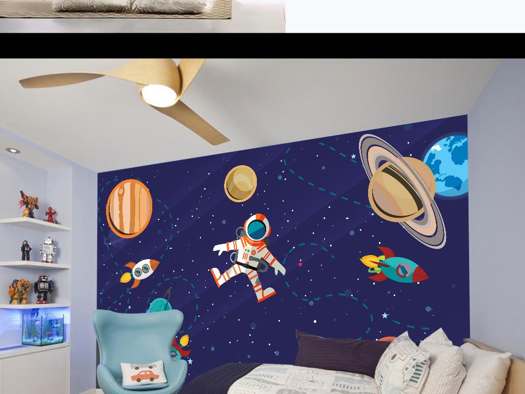 儿童房太空宇宙背景墙壁画