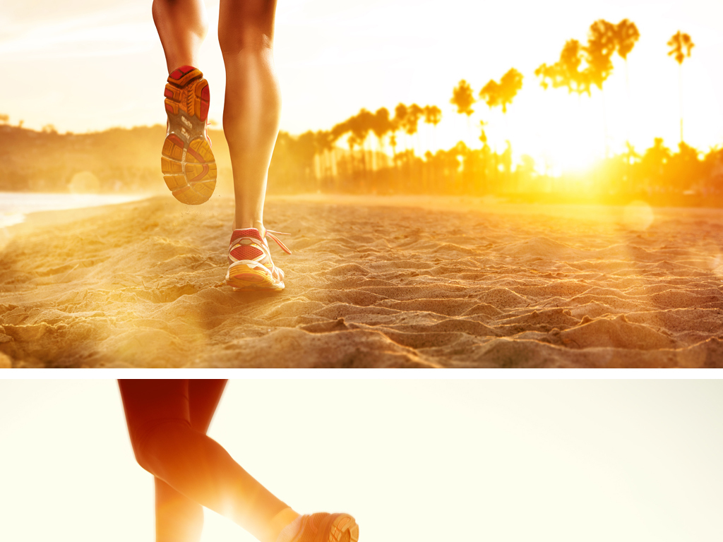 4幅逆光跑步奔跑晨跑户外健身运动场景图