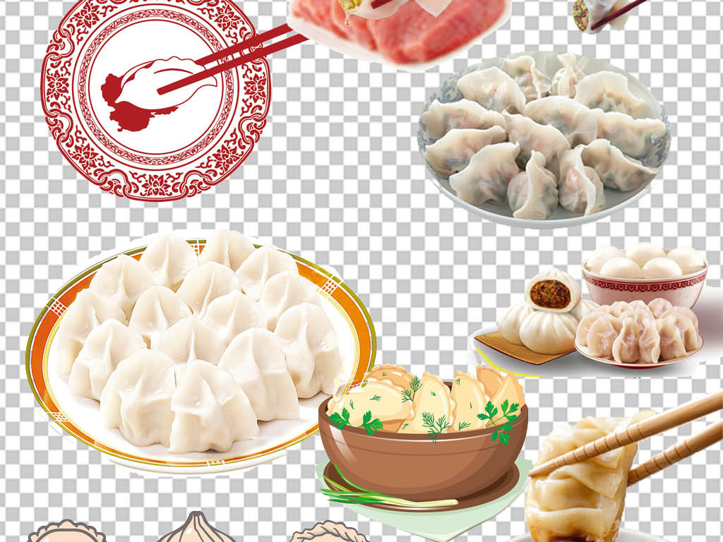 美食中国味饺子店海报PNG免扣元素