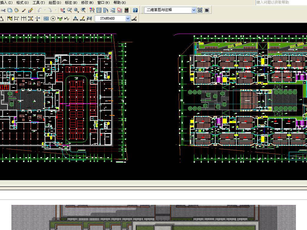 综合教学楼建筑草图SU模型含CAD平面图毕业