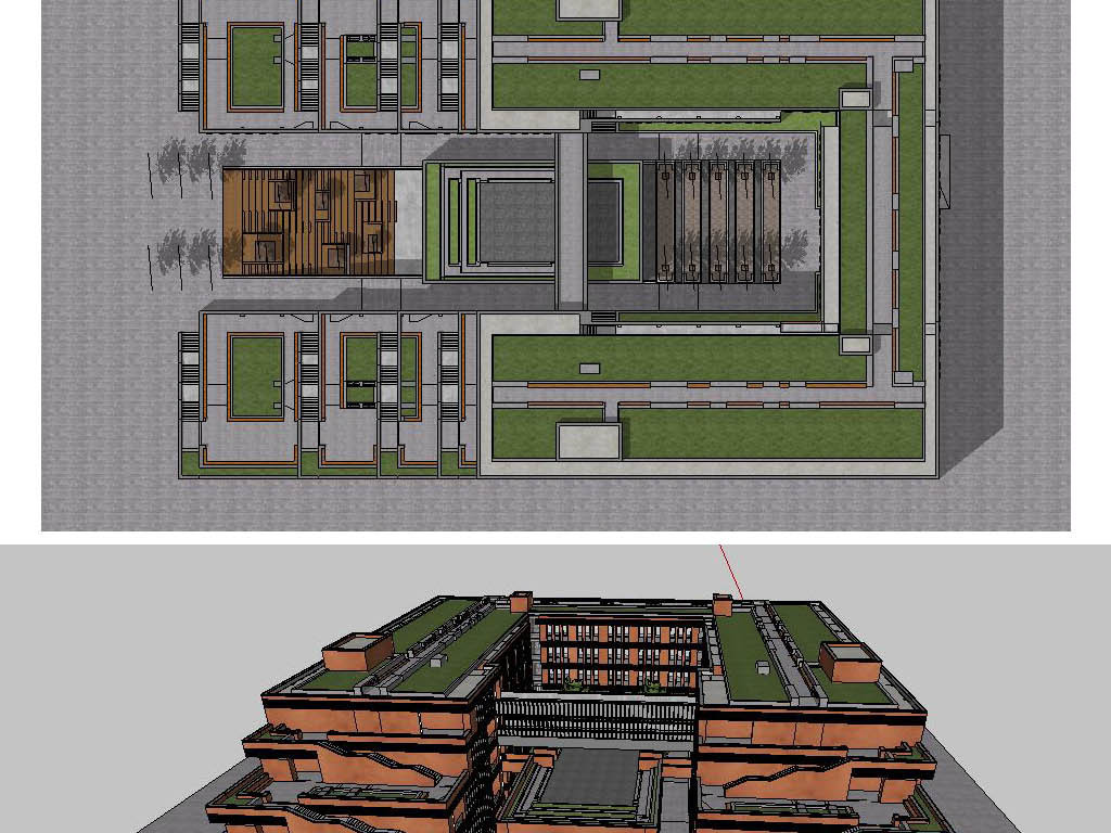 综合教学楼建筑草图SU模型含CAD平面图毕业