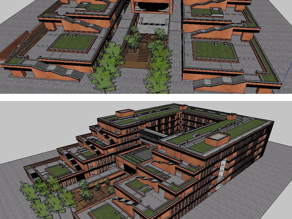 综合教学楼建筑草图SU模型含CAD平面图毕业