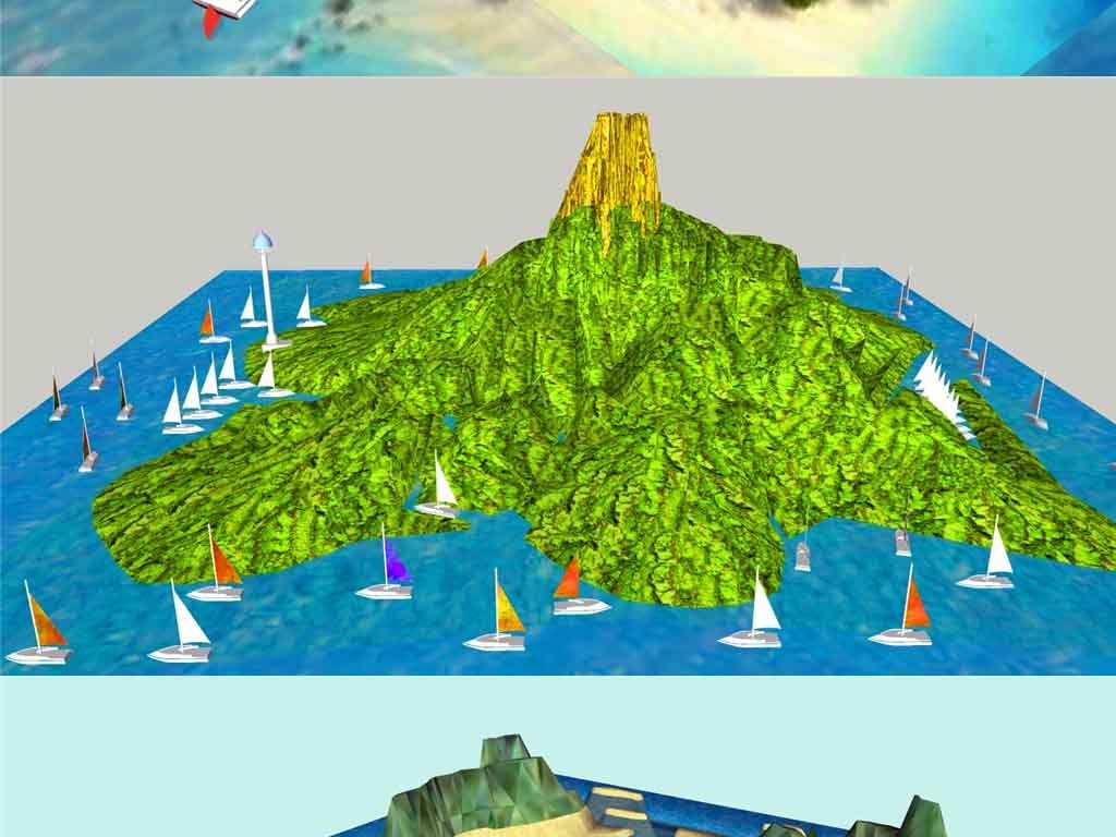 美丽的热带岛屿小岛地形设计SU模型