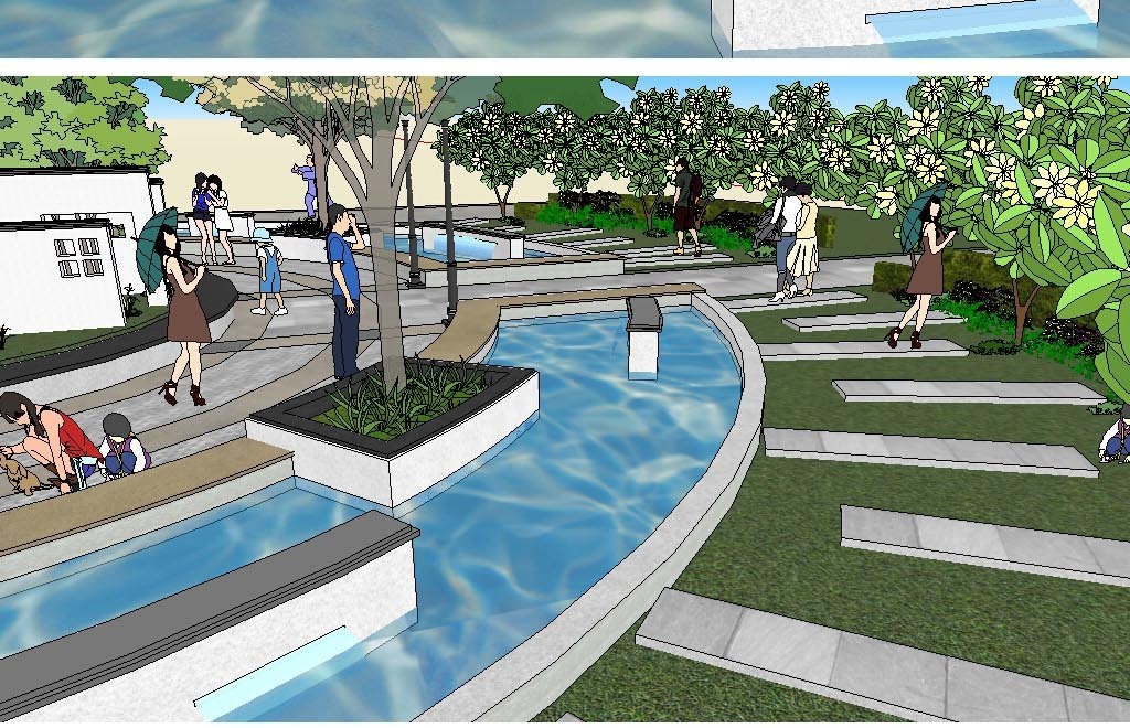 圆形中庭景观草图大师SU模型