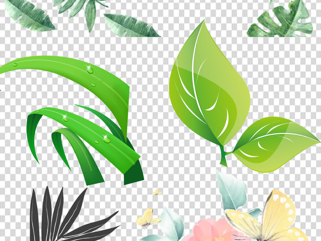 欧式花卉枝叶水彩叶子枝叶花卉图片