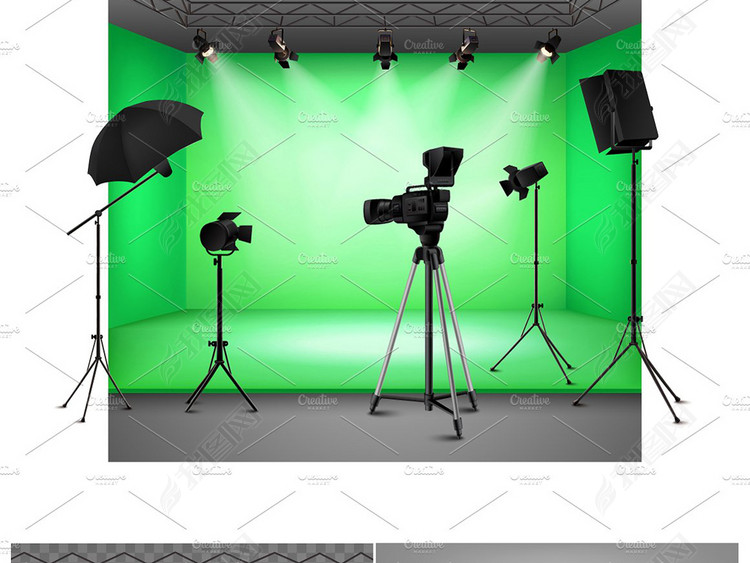 演播厅主播间摄影棚矢量素材