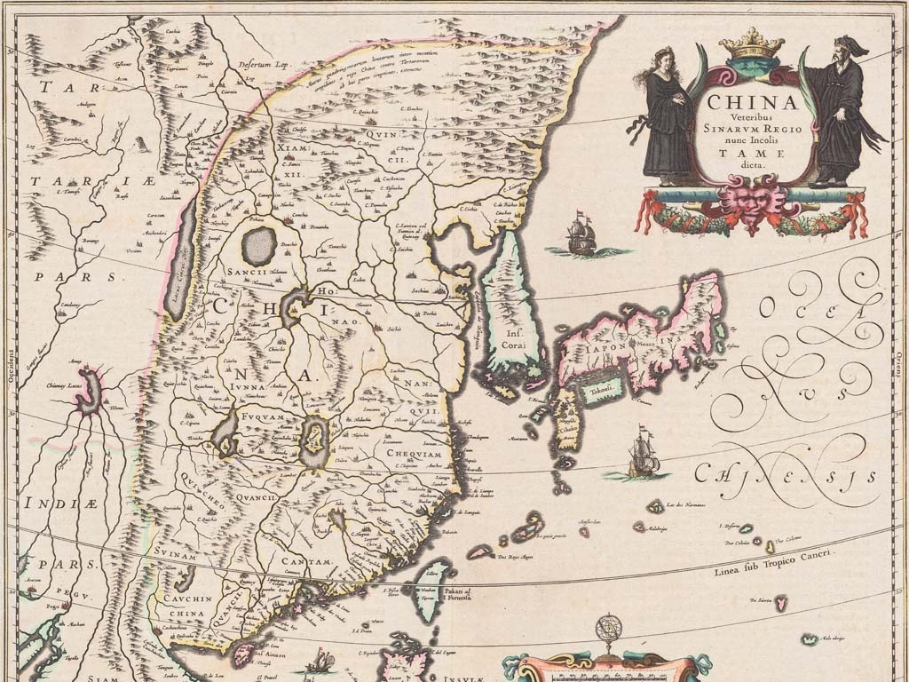 超清精美古代欧洲中国地图海图装饰画