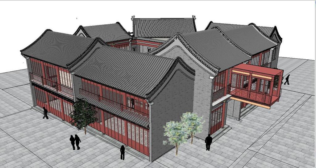 中式风格仿古建筑商业酒楼su模型素材