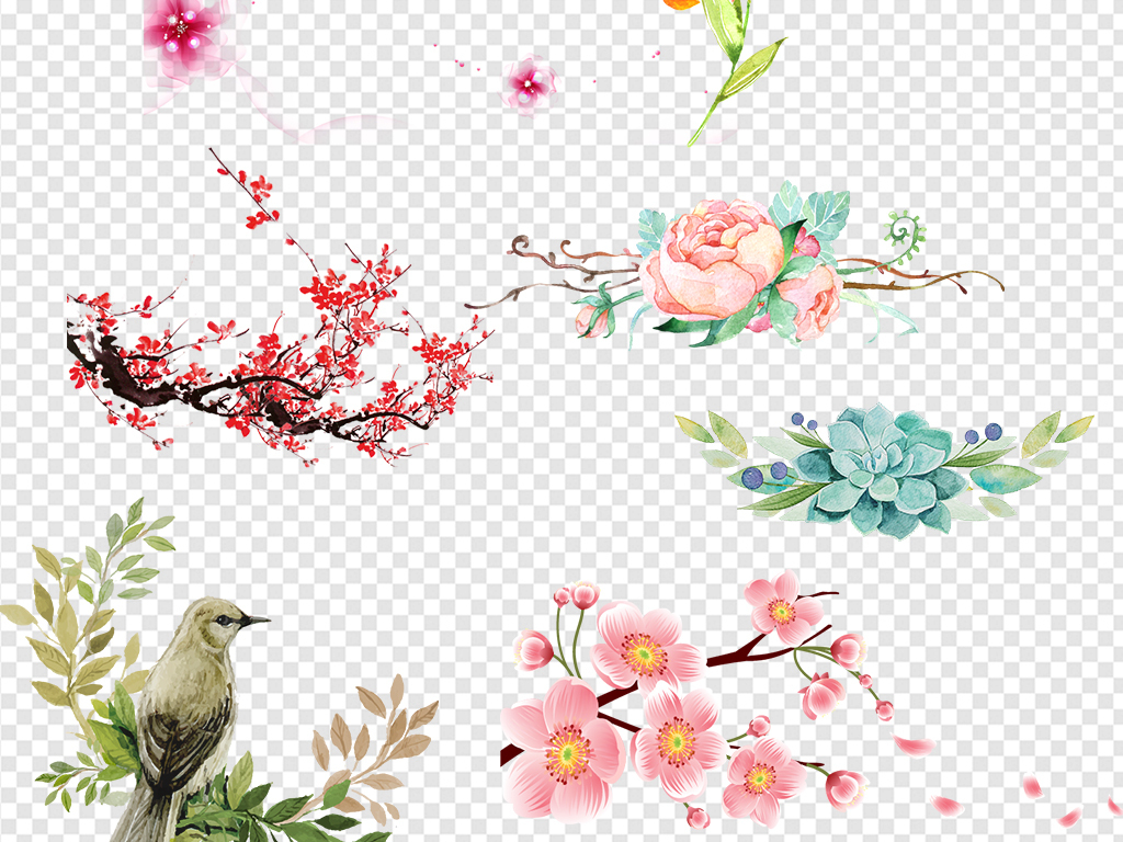 花朵花卉花环树叶夏季海报素材图片