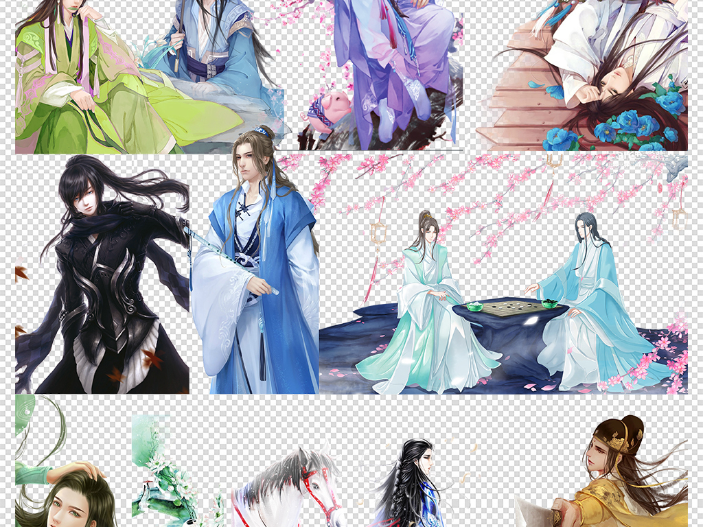 插画古风男子古装帅哥剑侠政客png免扣素材